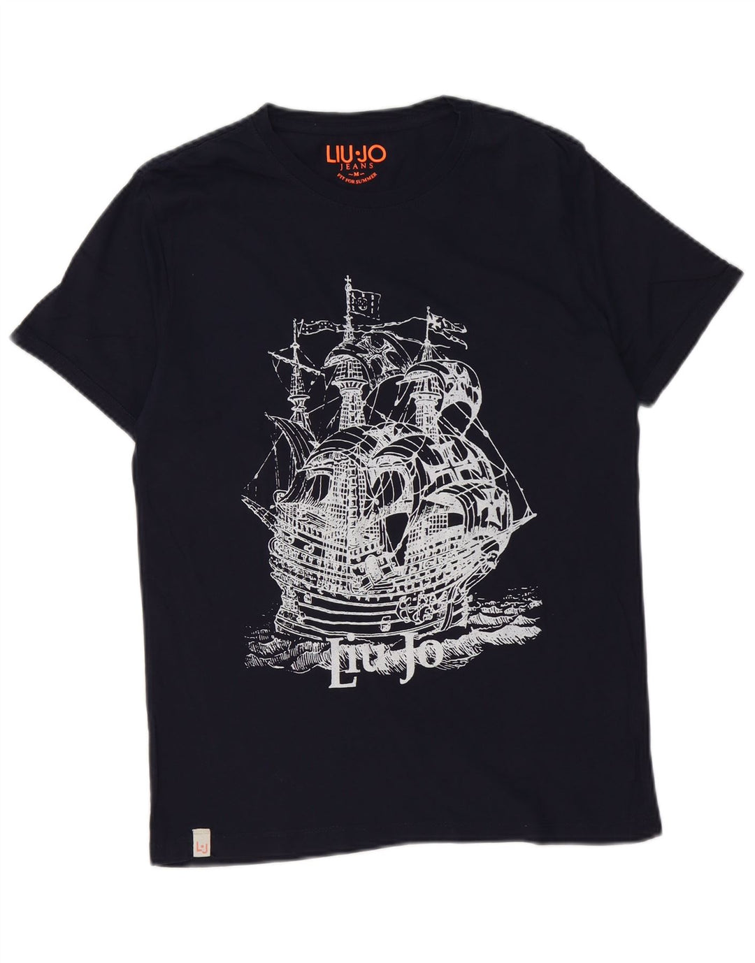 Liu Jo Herren-T-Shirt mit Grafik, mittlere Marineblau-Baumwolle