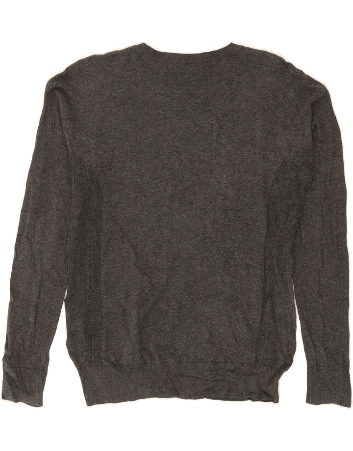 CHAPS Womens Oversized Crew Neck Jumper Sweater UK 10 Small Grey Cotton Vintage Chaps and Second-Hand Chaps from Messina Hembry 