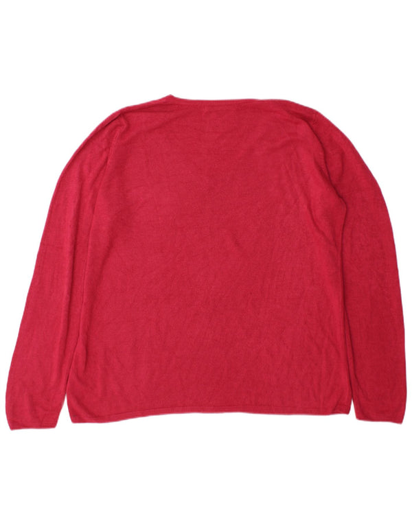Marks & Spencer Damen-Pullover mit V-Ausschnitt, UK 20 2XL, rotes Acryl
