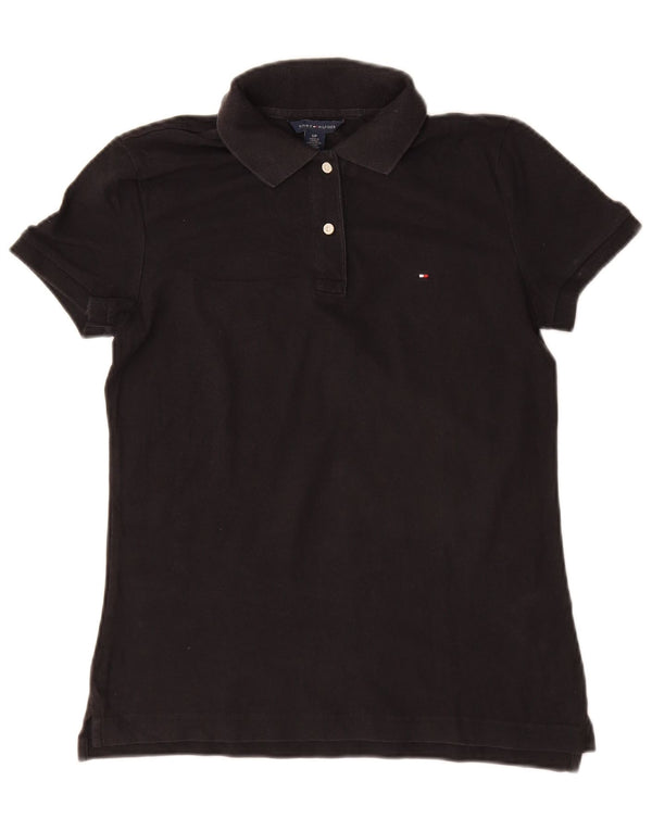 TOMMY HILFIGER Damen Poloshirt UK 10 Small Schwarz Baumwolle