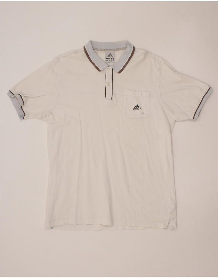 ADIDAS Mens Polo Shirt Large Off White Cotton Vintage Adidas and Second-Hand Adidas from Messina Hembry 