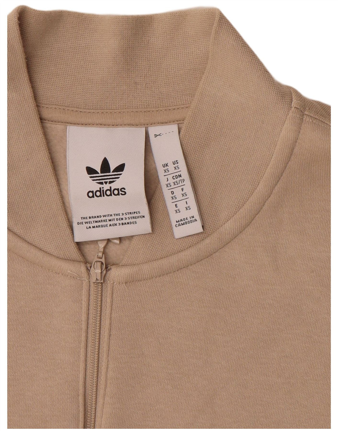 ADIDAS Herren-Sweatshirt mit grafischem Reißverschluss, XS, beige, Colourblock-Baumwolle