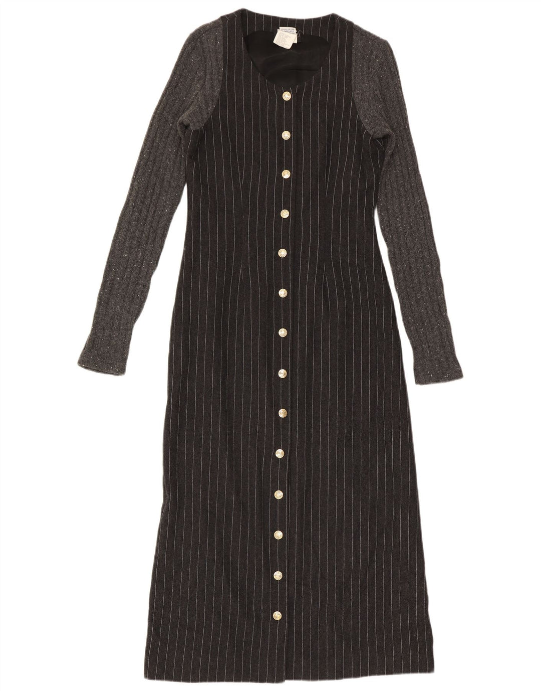 Dolce & Gabbana Damen Langarm-Maxikleid IT 42 Mittelgrauer Nadelstreifen
