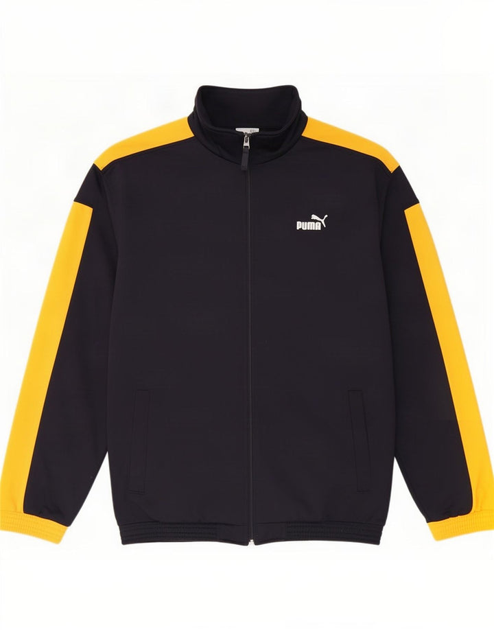 Puma Jungen-Trainingsanzug-Top-Jacke, 15–16 Jahre, marineblaues Farbblock-Polyester