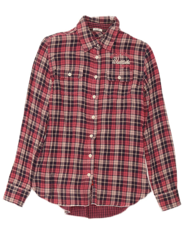 Replay Damen Boy Fit Graphic Flannel Shirt UK 10 Small Red Check