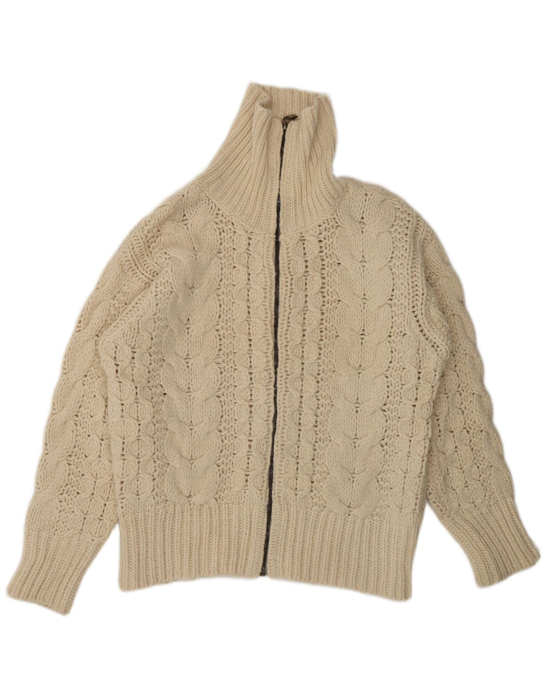 Post Card Herren-Cardigan mit durchgehendem Reißverschluss, Größe S, cremefarbene Wolle