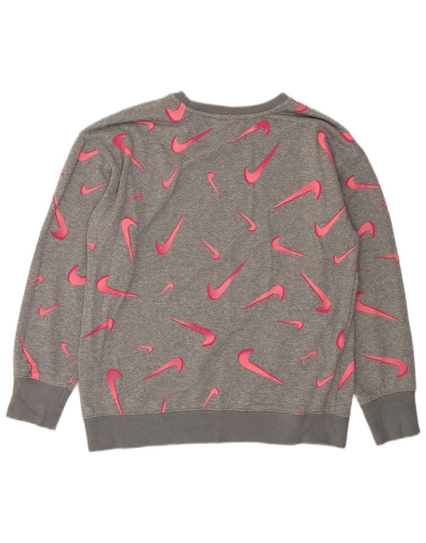 NIKE Mädchen-Sweatshirt mit Grafik, 13–14 Jahre, XL, grau, geometrisch