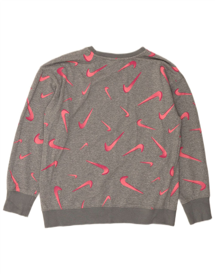 NIKE Mädchen-Sweatshirt mit Grafik, 13–14 Jahre, XL, grau, geometrisch