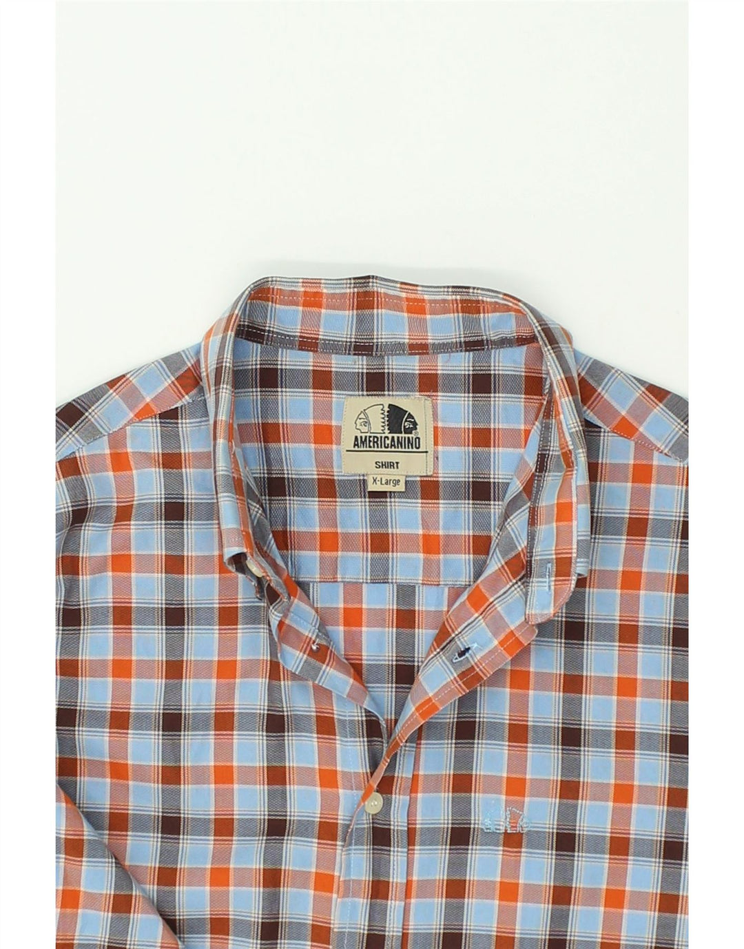 AMERICANINO Mens Shirt XL Blue Check Cotton | Vintage Americanino | Thrift | Second-Hand Americanino | Used Clothing | Messina Hembry 