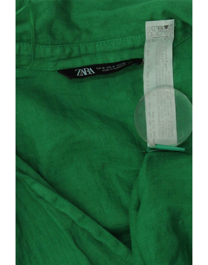 Zara Damen-Hemd UK 14 Mittelgrünes Leinen