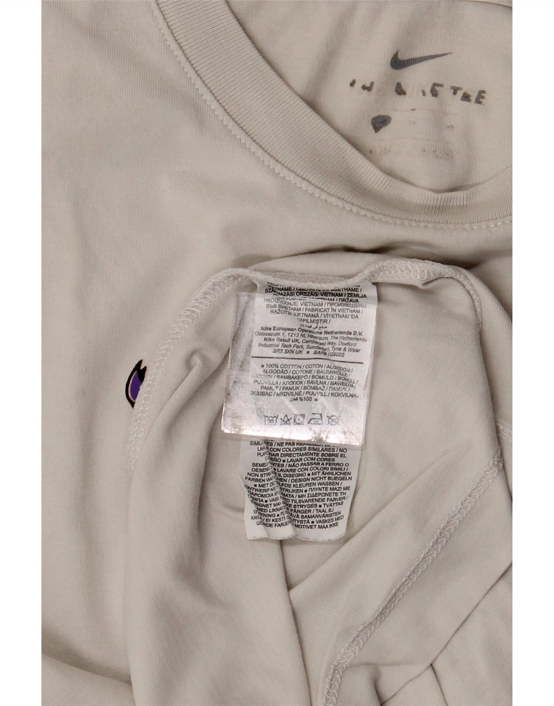 NIKE Herren-T-Shirt mit Grafik, groß, aus Baumwolle in gebrochenem Weiß