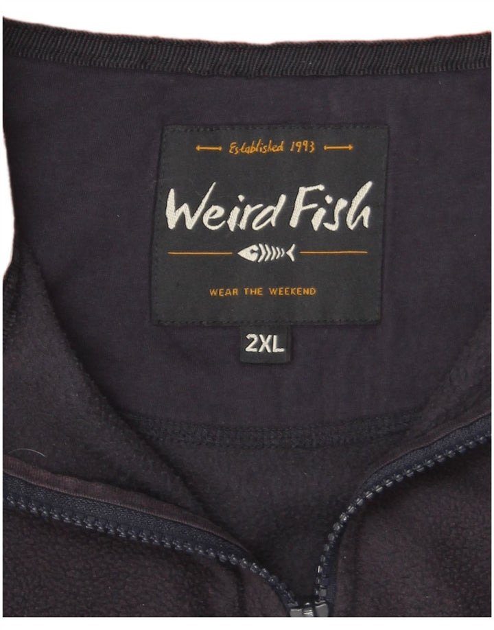 Weird Fish Herren-Fleecepullover mit Reißverschluss am Hals, 2XL, Marineblau, Polyester