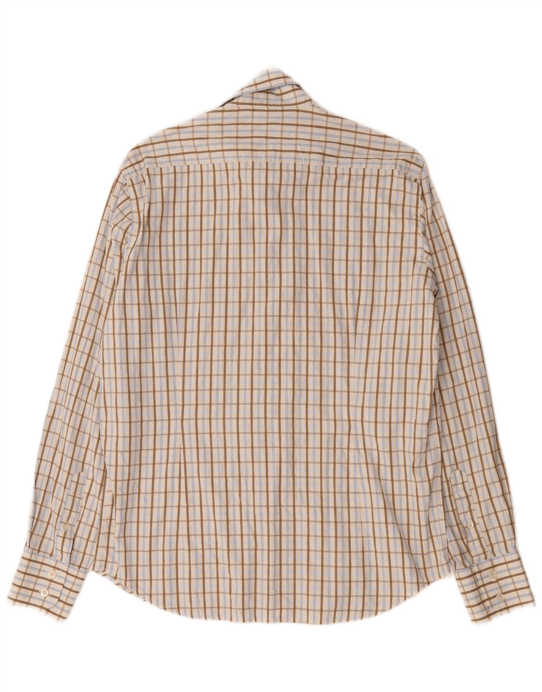 Ted Baker Herrenhemd, Größe 3, mittelbeige, karierte Baumwolle