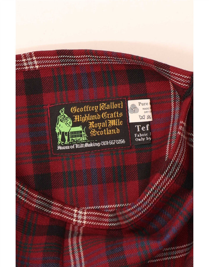 Vintage Damen Faltenwickelrock W30 Mittelrot karierte Wolle