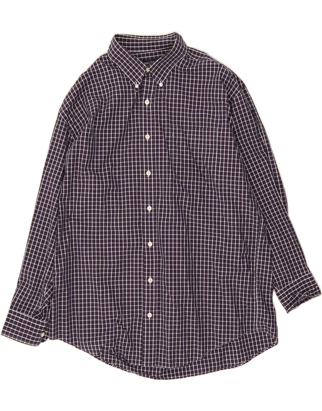 NAUTICA Mens Classic Fit Shirt Size 17 XL Purple Check Vintage Nautica and Second-Hand Nautica from Messina Hembry 