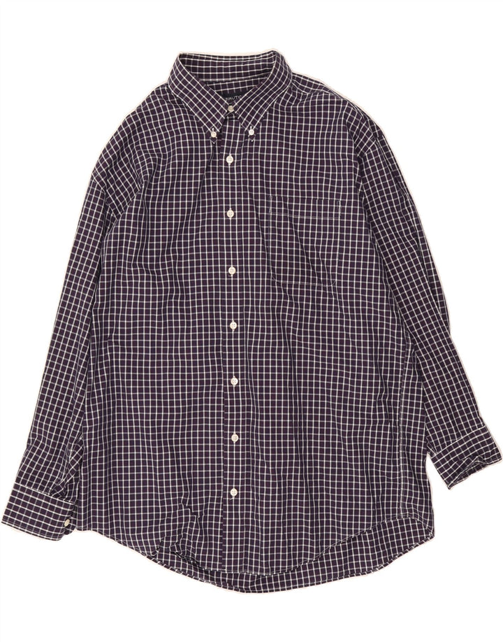 NAUTICA Mens Classic Fit Shirt Size 17 XL Purple Check Vintage Nautica and Second-Hand Nautica from Messina Hembry 