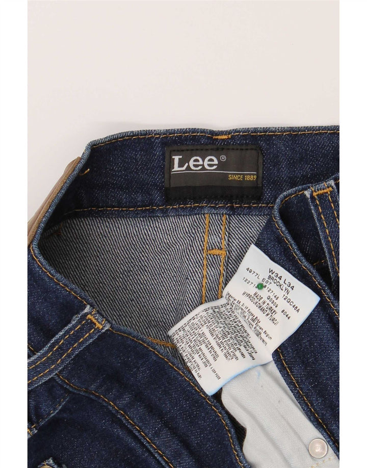 Lee Herren Brooklyn Straight Jeans W34 L34 Blaue Baumwolle