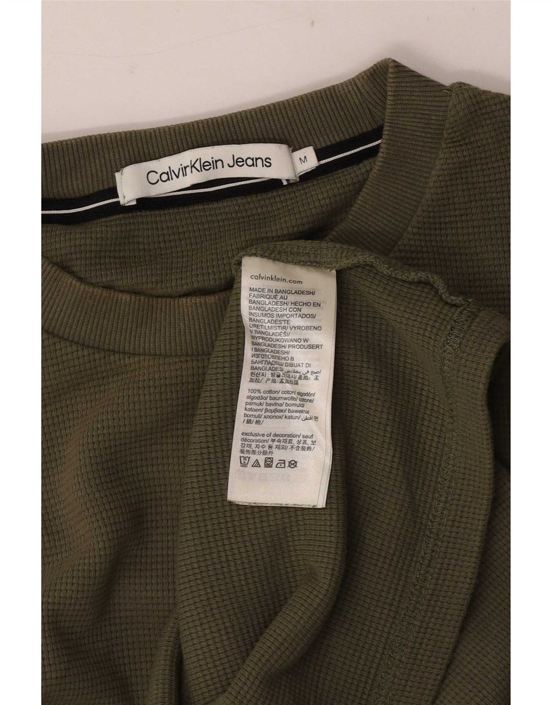 Calvin Klein Jeans Herren Grafik-Oberteil, langärmelig, Mittelkhaki, Baumwolle