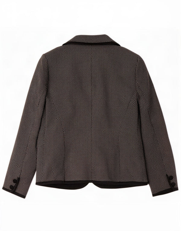Luisa Spagnoli Damen 3-Knopf-Blazerjacke UK 10 Small Schwarz gesprenkelte Wolle