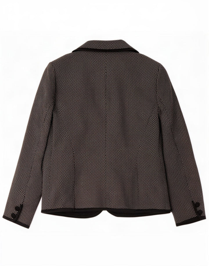 Luisa Spagnoli Damen 3-Knopf-Blazerjacke UK 10 Small Schwarz gesprenkelte Wolle