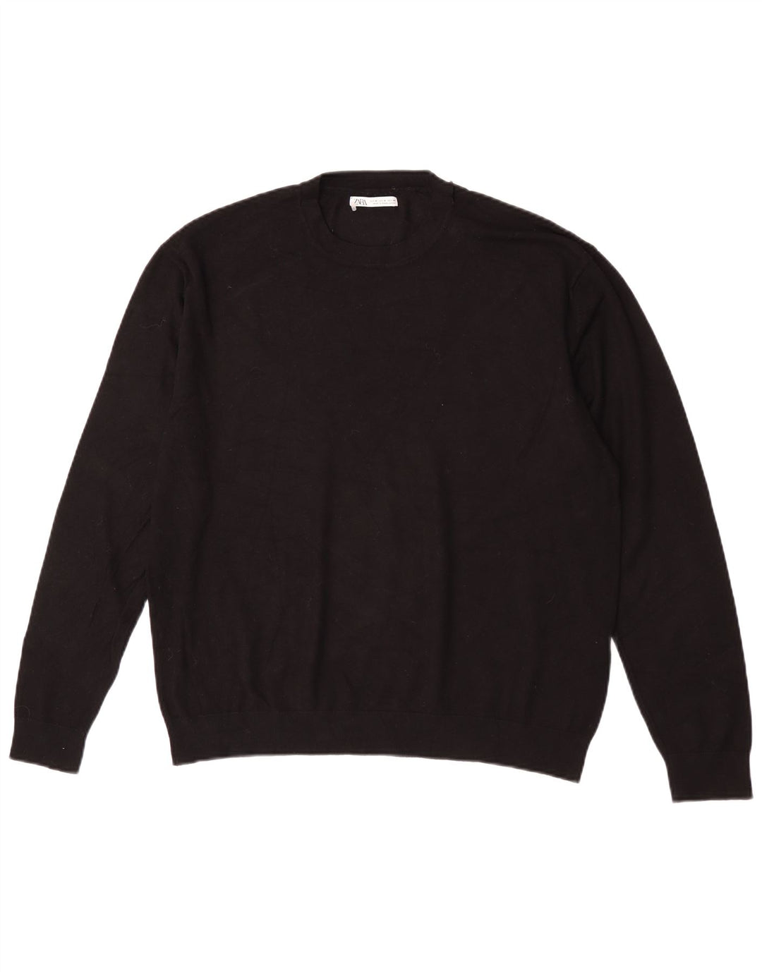 Zara Herren-Pullover mit Rundhalsausschnitt, mittlere schwarze Viskose