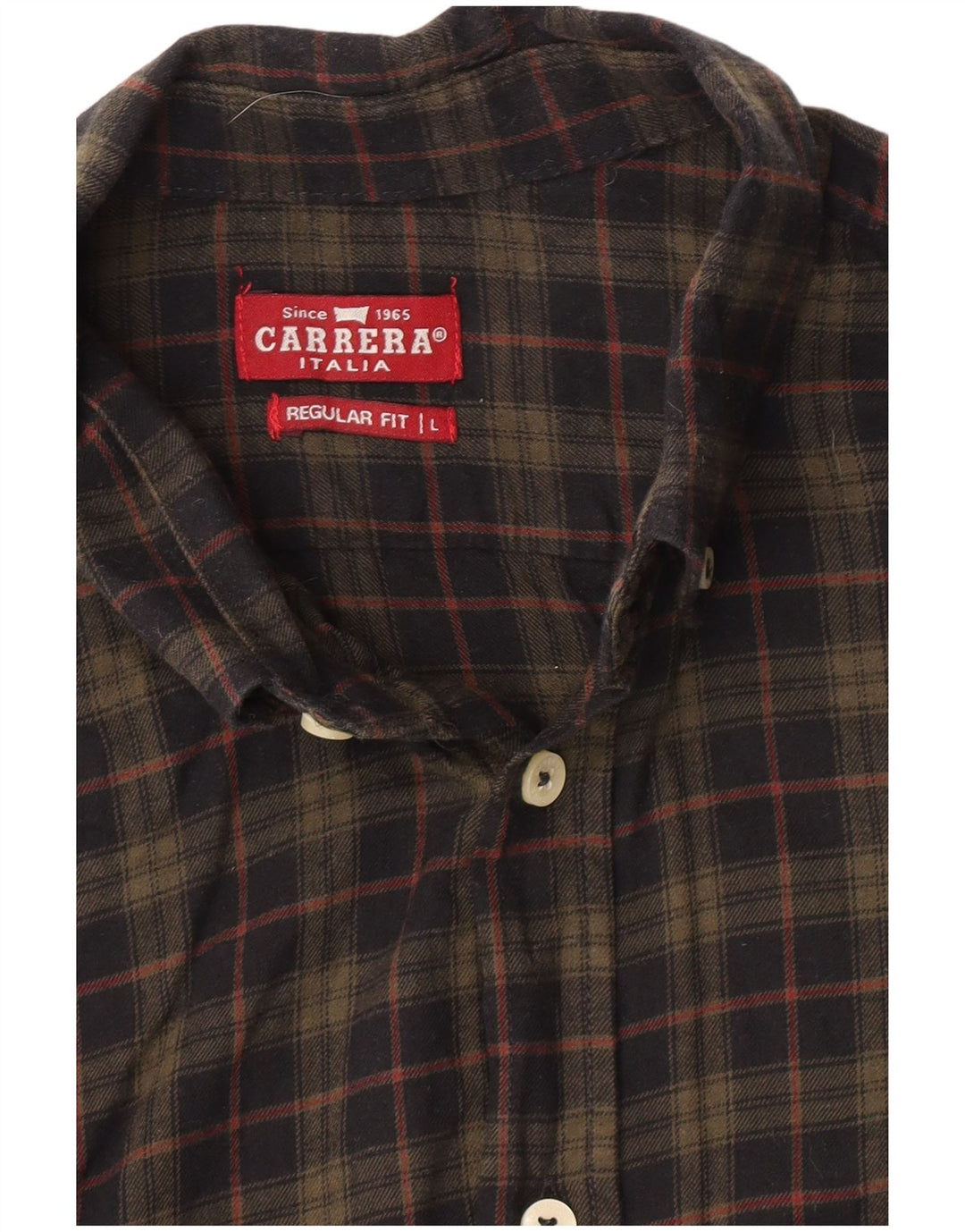 Carrera Herren-Flanellhemd mit normaler Passform, großes Khaki-Karomuster
