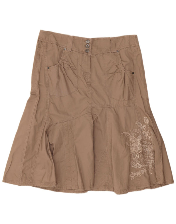 Marks & Spencer Damen Trompetenrock UK 16 Large W34 Beige Baumwolle