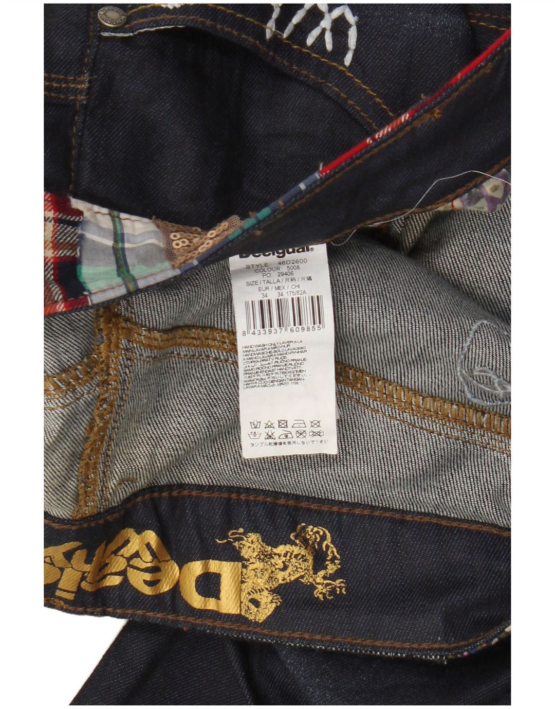 Desigual Damen Slim Jeans W34 L33 Marineblaue Baumwolle