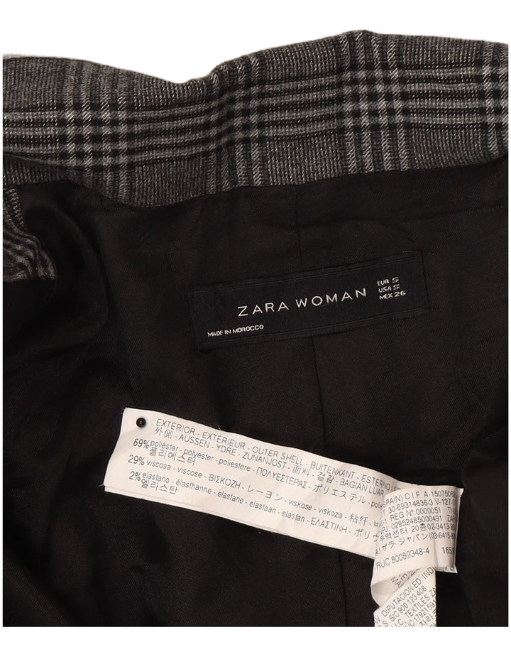 Zweireihiger Blazer für Damen von Zara, Gr. 10, klein, grau kariert, Polyester