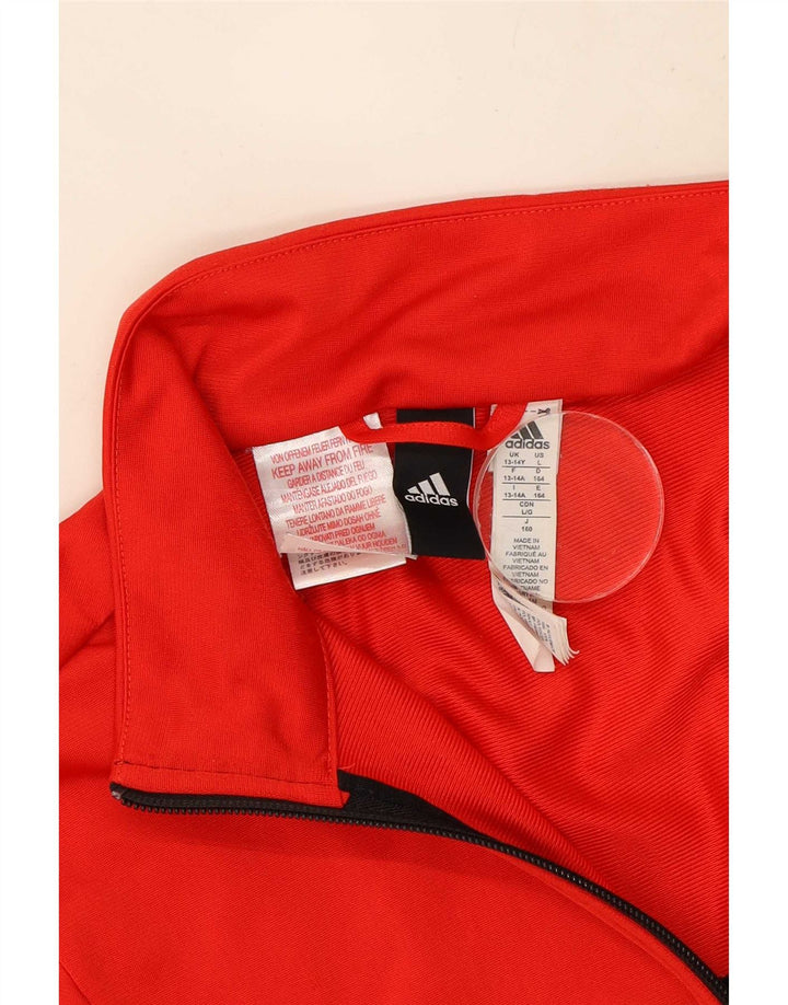 Adidas Jungen-Trainingsanzug-Top-Jacke, 13–14 Jahre, rotes Farbblock-Polyester
