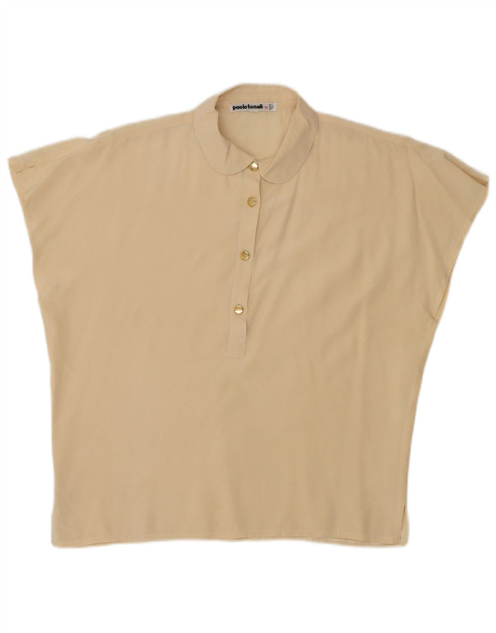 Paolo Tonali Damen Übergroßes Blusenoberteil UK 10 Small Beige