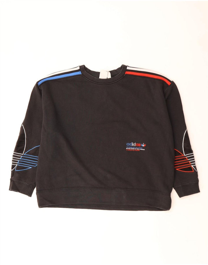 Adidas Damen Three Stripes Sweatshirt Pullover UK 14 Large Schwarz