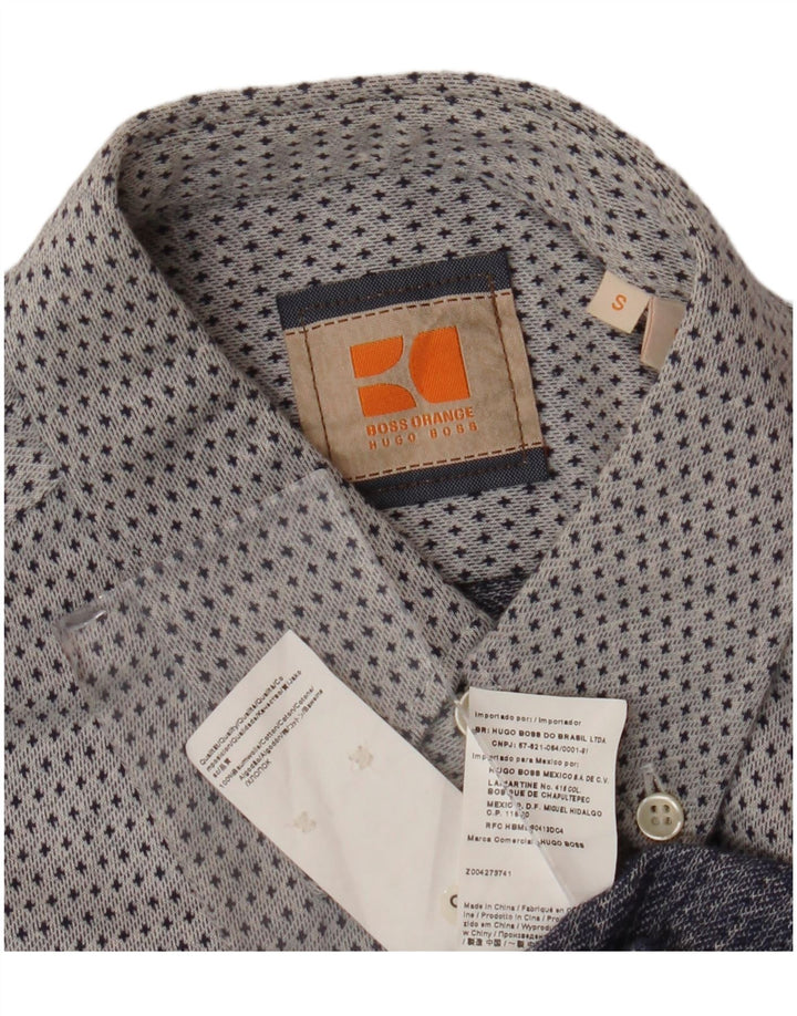 Hugo Boss Herrenhemd, klein, blau gefleckte Baumwolle