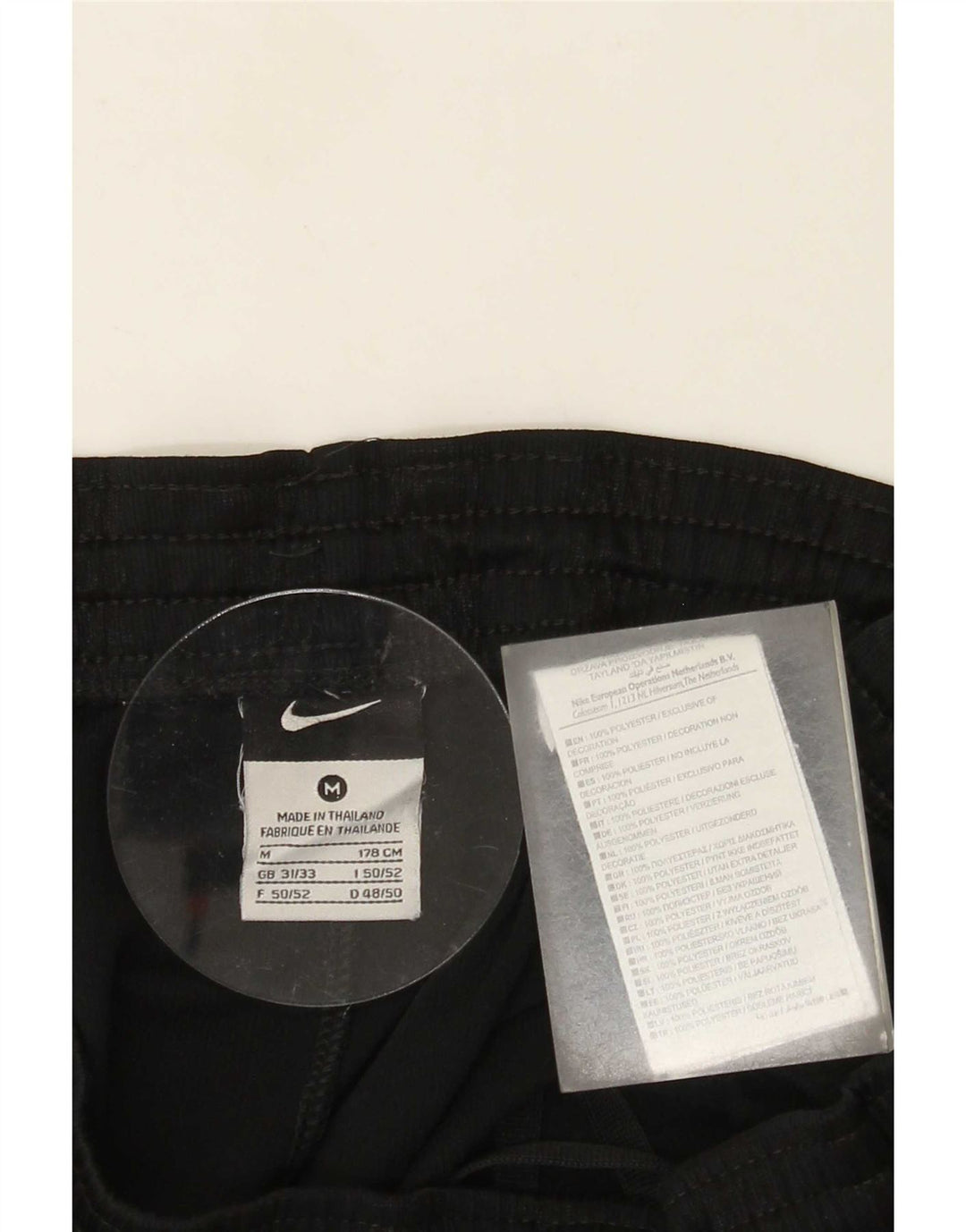 Nike Herren-Sportshorts, mittelgroß, schwarz gestreift, Polyester