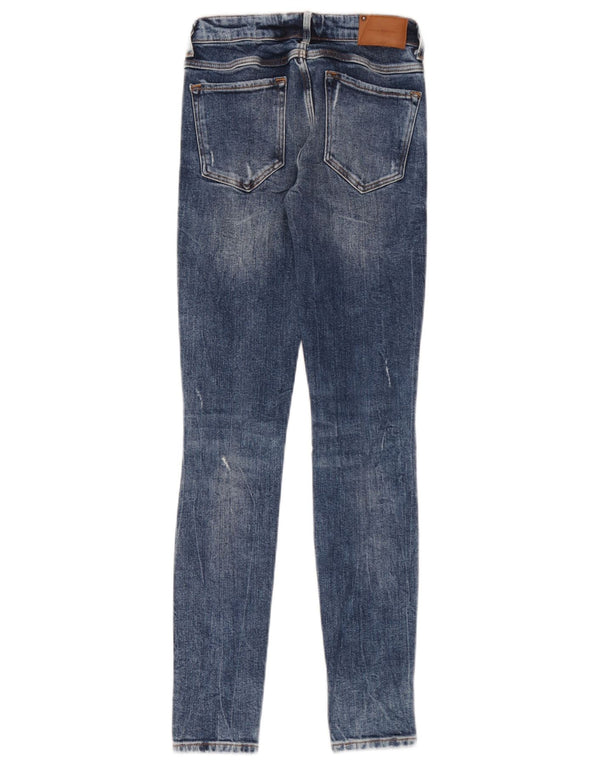 Zara Damen Trafaluc Distressed Skinny Jeans EU 32 2XS W22 L30 Blau
