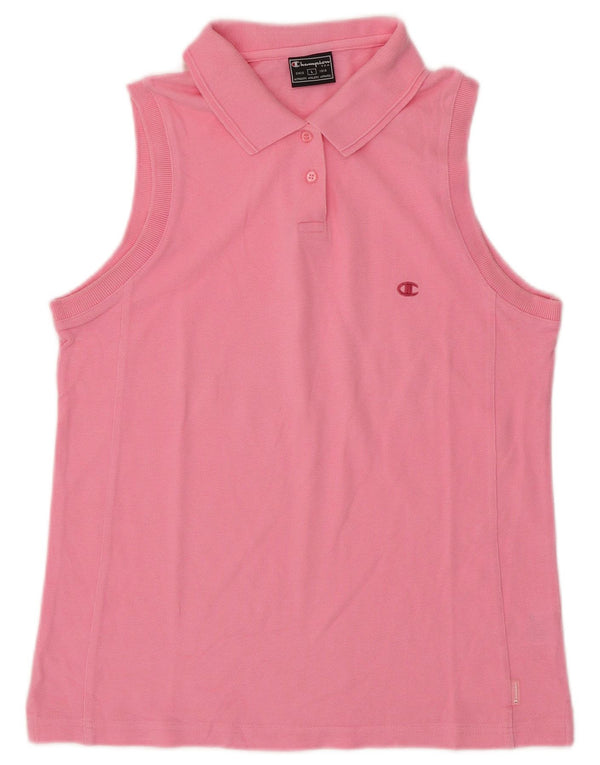 CHAMPION Ärmelloses Damen-Poloshirt, UK 14, Größe L, Rosa, Baumwolle