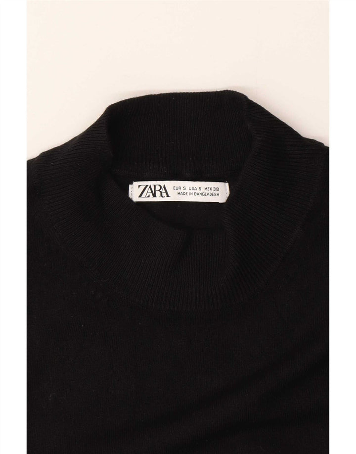 Zara Herren Kurzarm Rollkragenpullover Pullover Small Schwarz