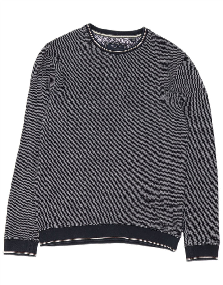 Ted Baker Herren-Sweatshirt-Pullover, Größe 2, klein, marineblaue Baumwolle