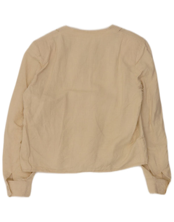 Vintage Damen Bomberjacke IT 44 Medium Beige Leinen