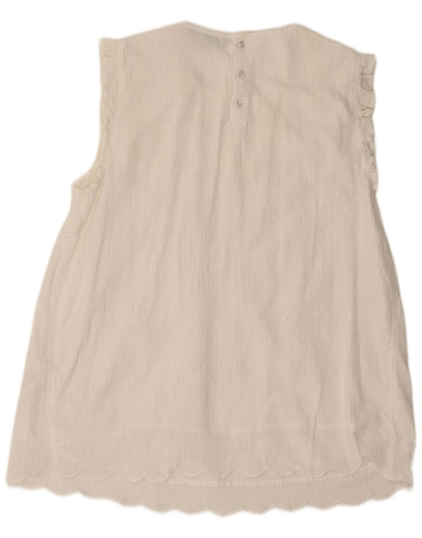Crew Clothing Ärmelloses Damen-Blusenoberteil UK 12 Mittelweiße Baumwolle