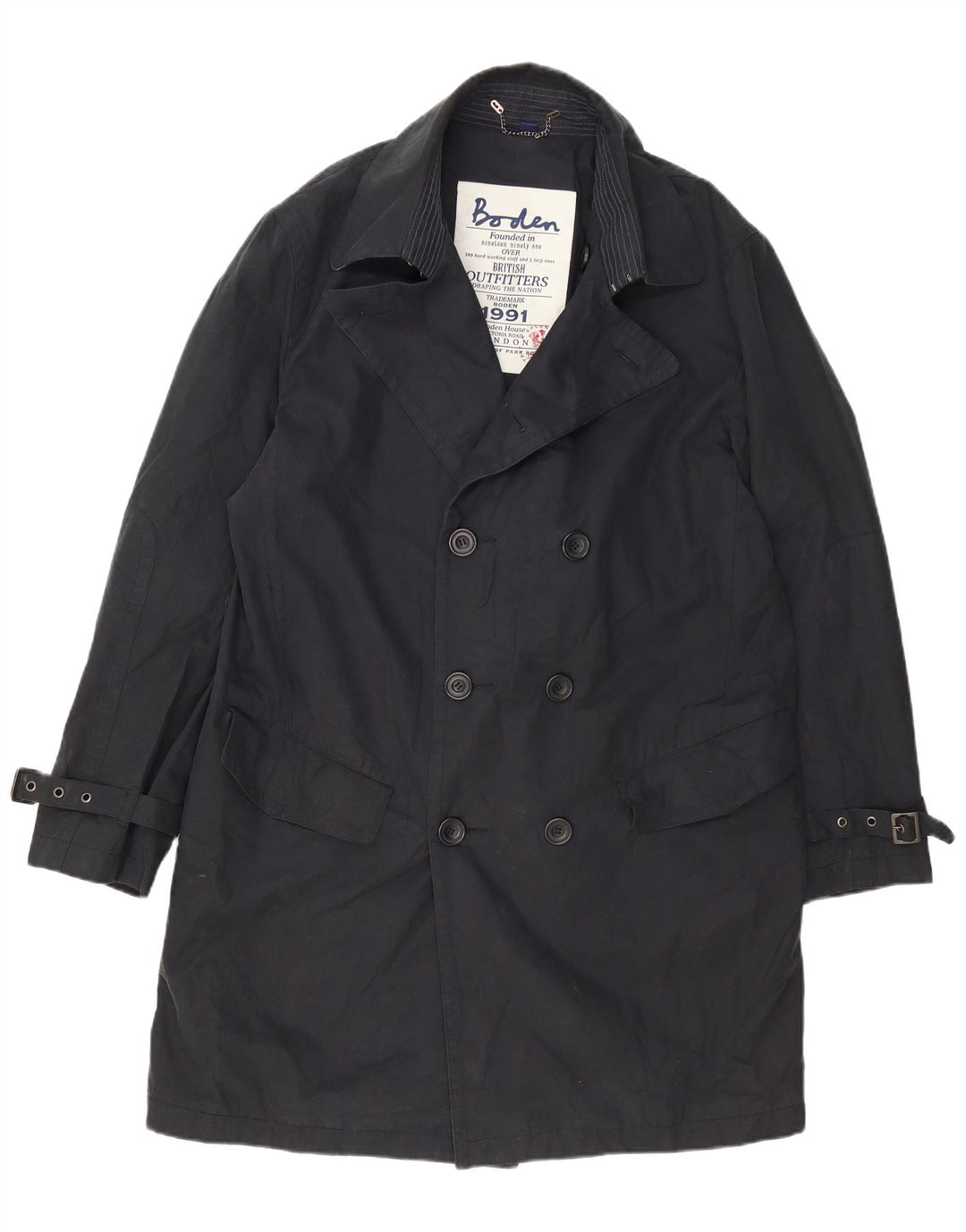 BODEN Herren Trenchcoat UK 40 Große schwarze Baumwolle