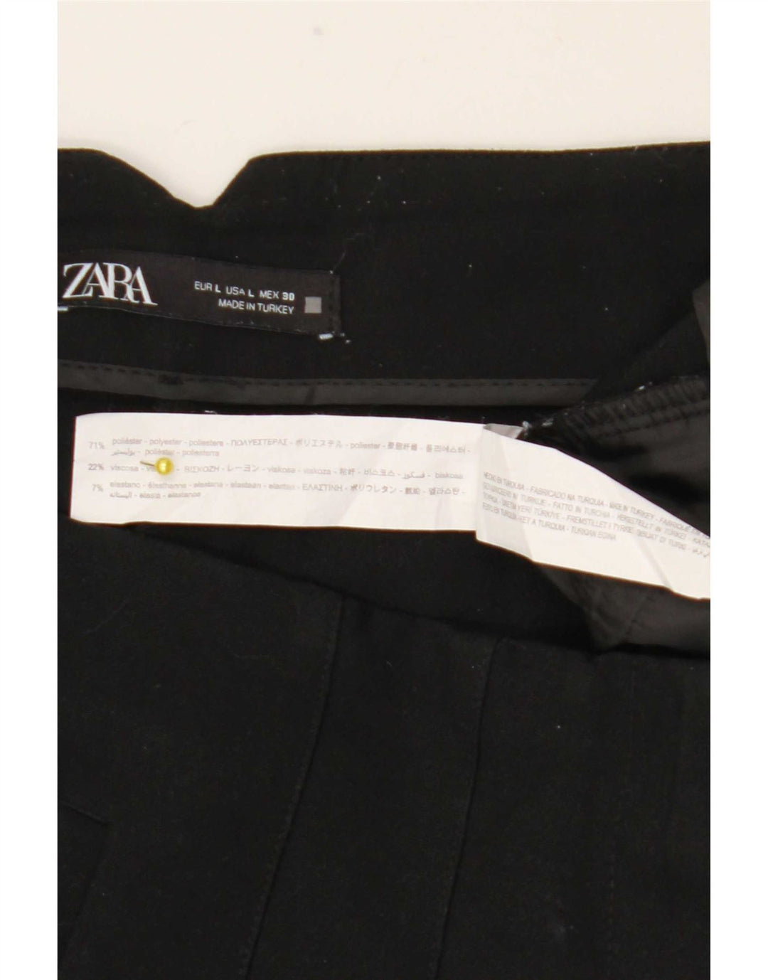 Zara Damen-Anzughose, schmal zulaufend, Größe L, W30, L27, Schwarz, Polyester