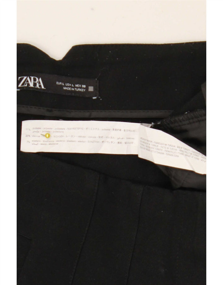 Zara Damen-Anzughose, schmal zulaufend, Größe L, W30, L27, Schwarz, Polyester