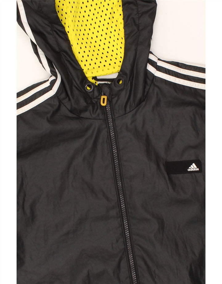 ADIDAS Mens Graphic Zip Hoodie Sweater UK 42/44 Large Black Polyester Vintage Adidas and Second-Hand Adidas from Messina Hembry 