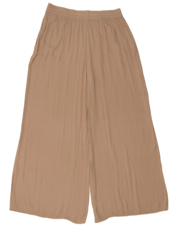 Zara Damen-Freizeithose mit hoher Taille und weitem Bein, XL, W32, L30, Beige
