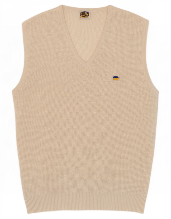 Vintage Herren Weste Tank Top Medium Off White