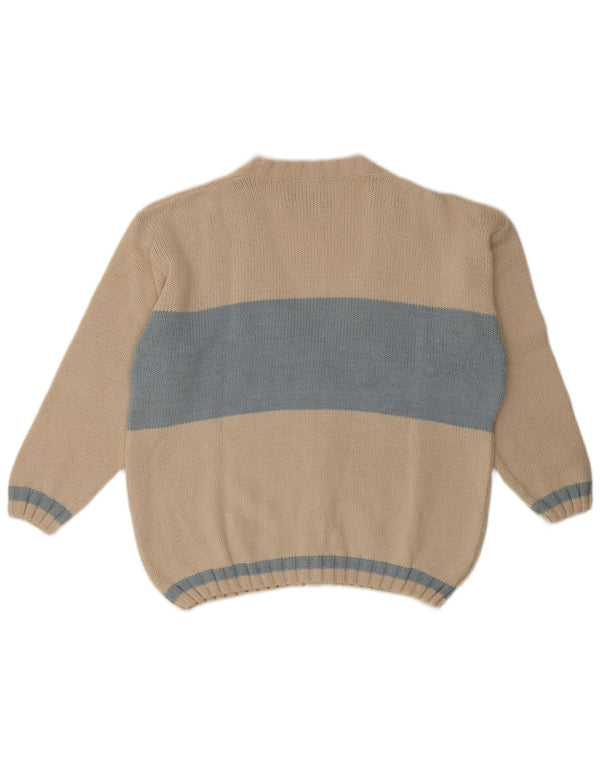 Sercap Herren-Cardigan-Pullover XL Beige Colourblock-Baumwolle