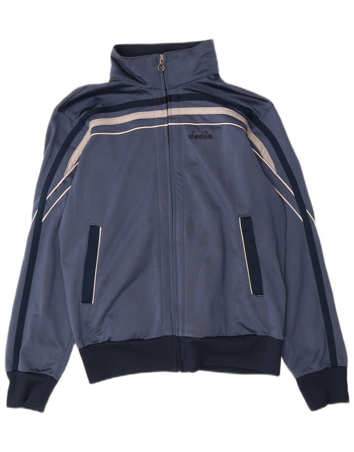 Diadora Herren-Trainingsanzug-Top-Jacke, UK 36, S, blau, Colourblock-Polyester