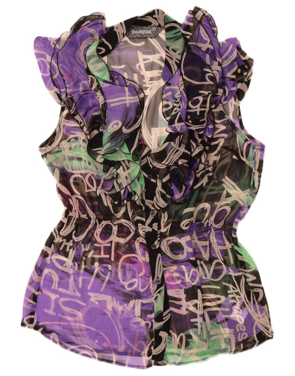 Desigual Damen Grafik-Hemdbluse EU 44 XL Mehrfarbiges Polyester