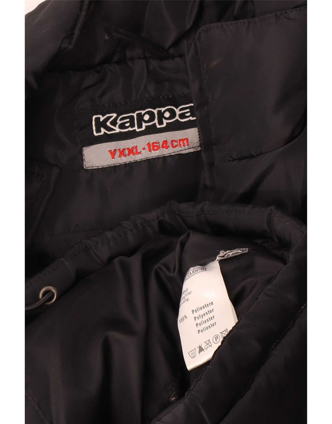 Kappa Boys Graphic Wattierte Jacke 13–14 Jahre 2XL Schwarz Polyester